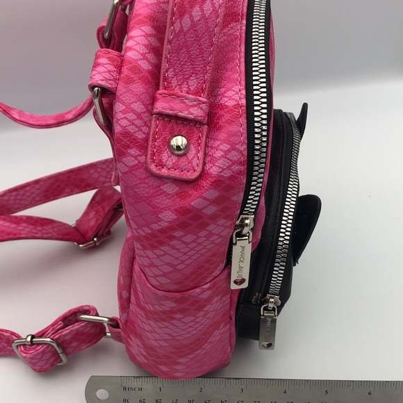 Betsey Johnson Pink and Black Cat Face Backpack - Picture 4 of 10